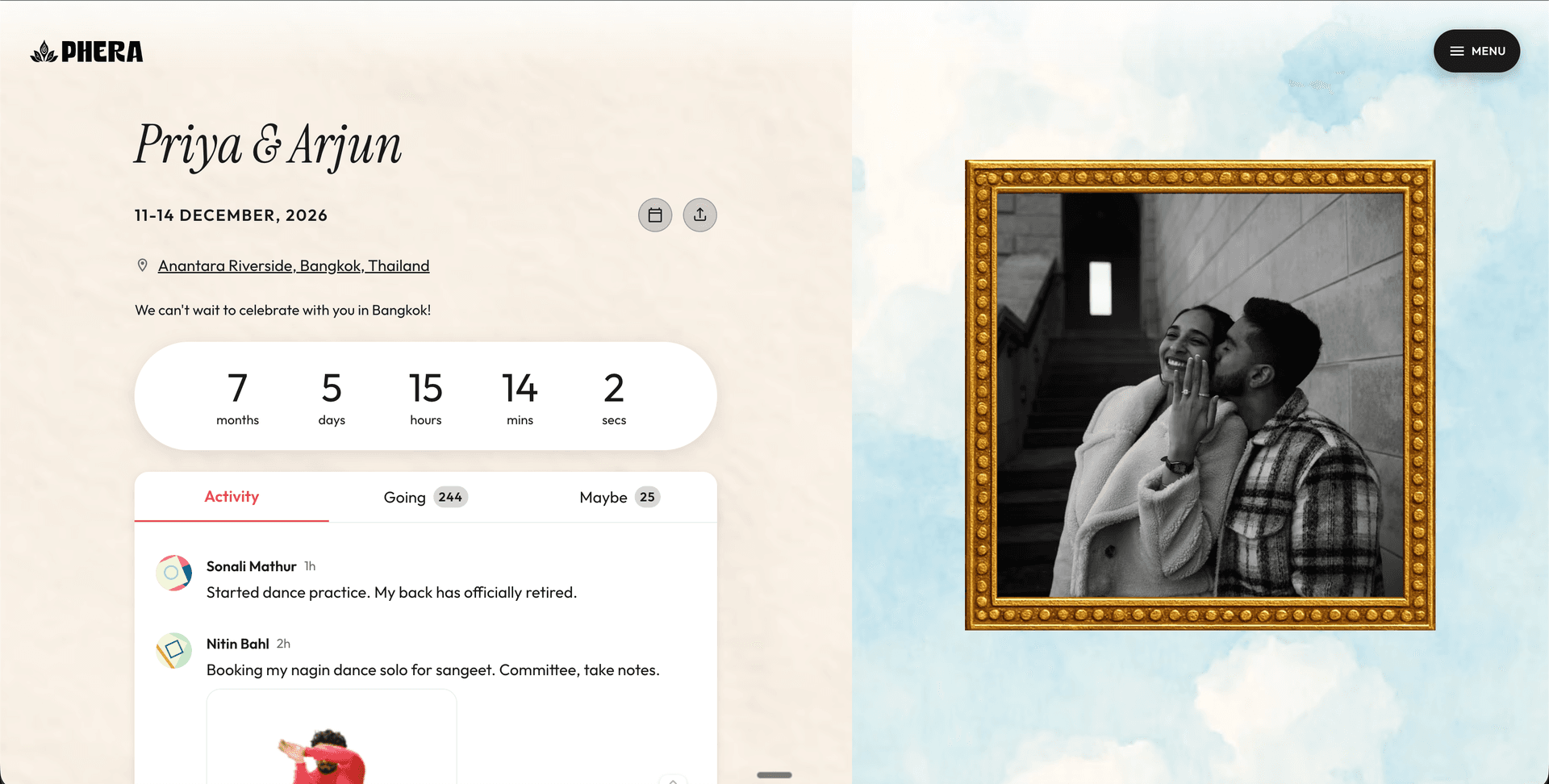 Wedding website preview